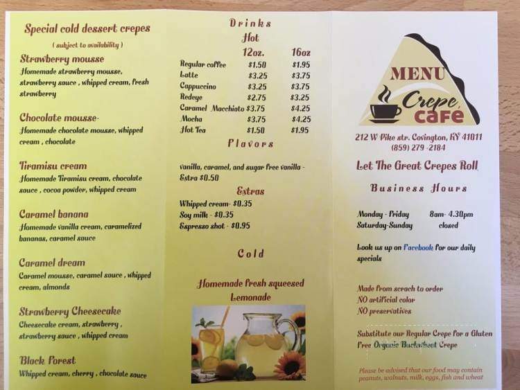 Crepe Cafe - Covington, KY menu_pic