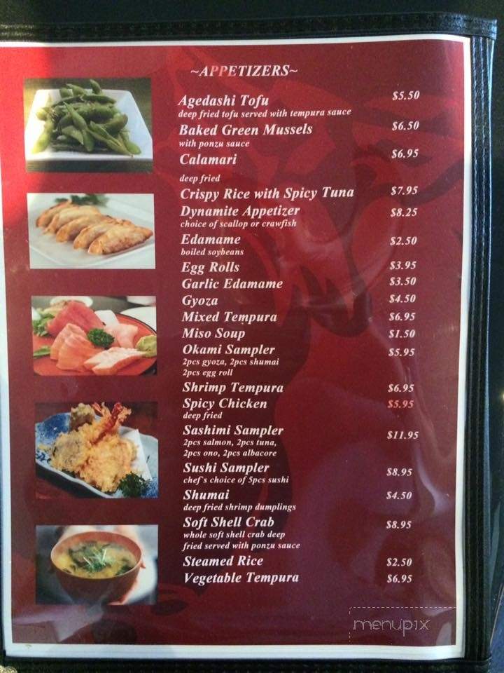 Okami Sushi - Lancaster, CA menu_pic