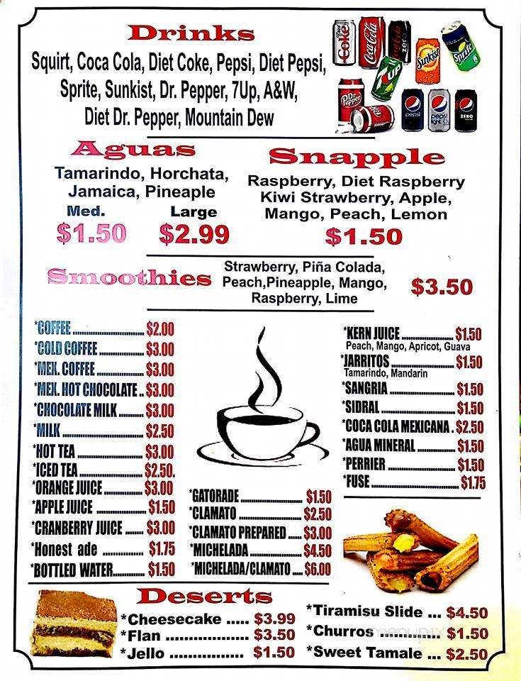 Mexico Lindo - San Diego, CA menu_pic