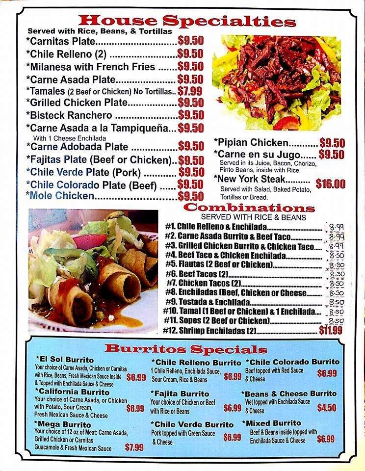 Mexico Lindo - San Diego, CA menu_pic