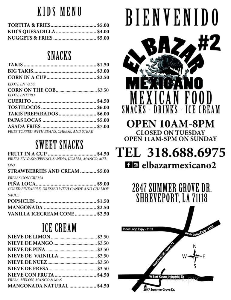 El Bazar Mexicano 2 - Shreveport, LA menu_pic