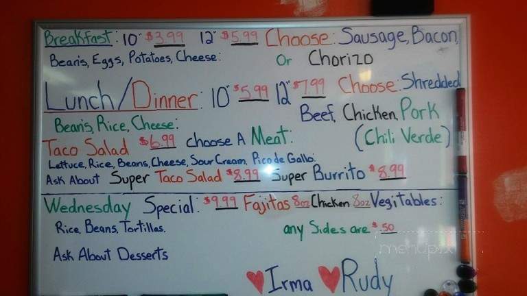 Irma's Tex Mex and More - Villa Rica, GA menu_pic