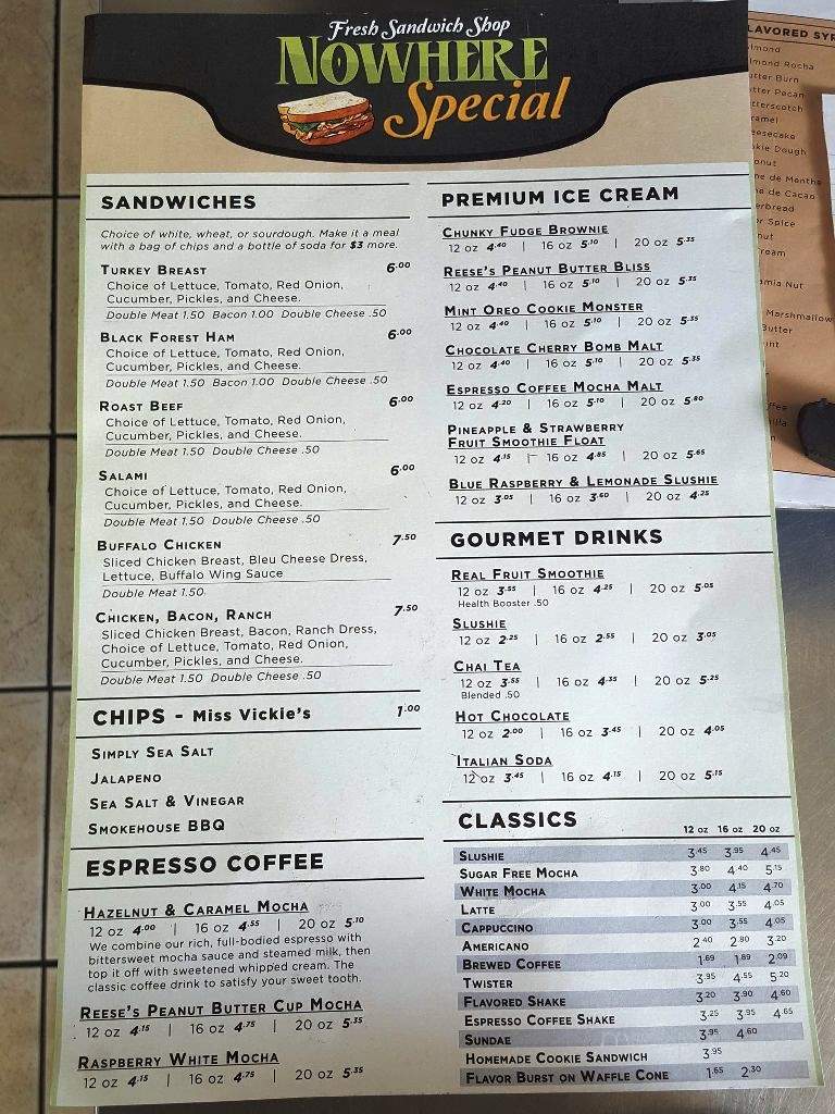 Nowhere Special - Rochester, MN menu_pic