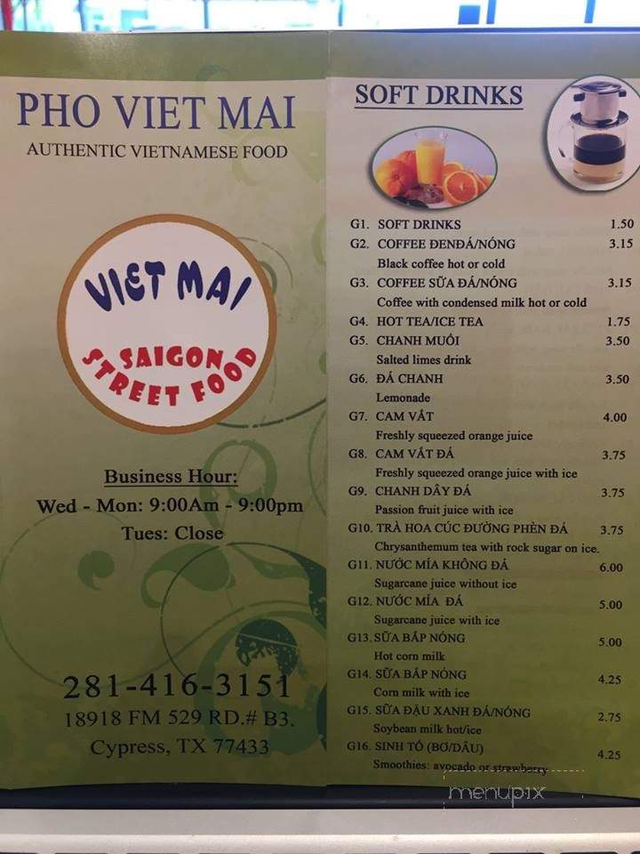 /29046372/Pho-Viet-Mai-Menu-Cypress-TX - Cypress, TX