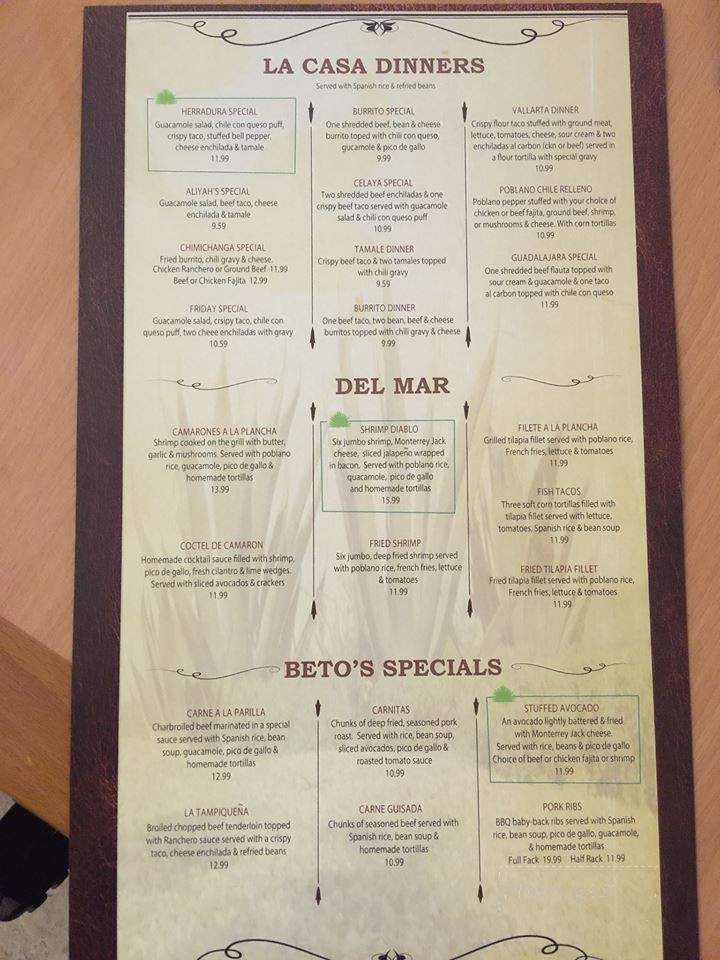 Herradura Mexican Grill - Houston, TX menu_pic