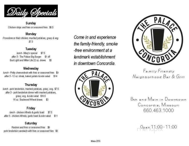 The Palace Neighborhood Bar and Grill - Concordia, MO menu_pic