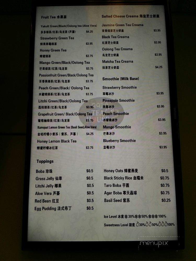 99% Tea House - Fremont, CA menu_pic