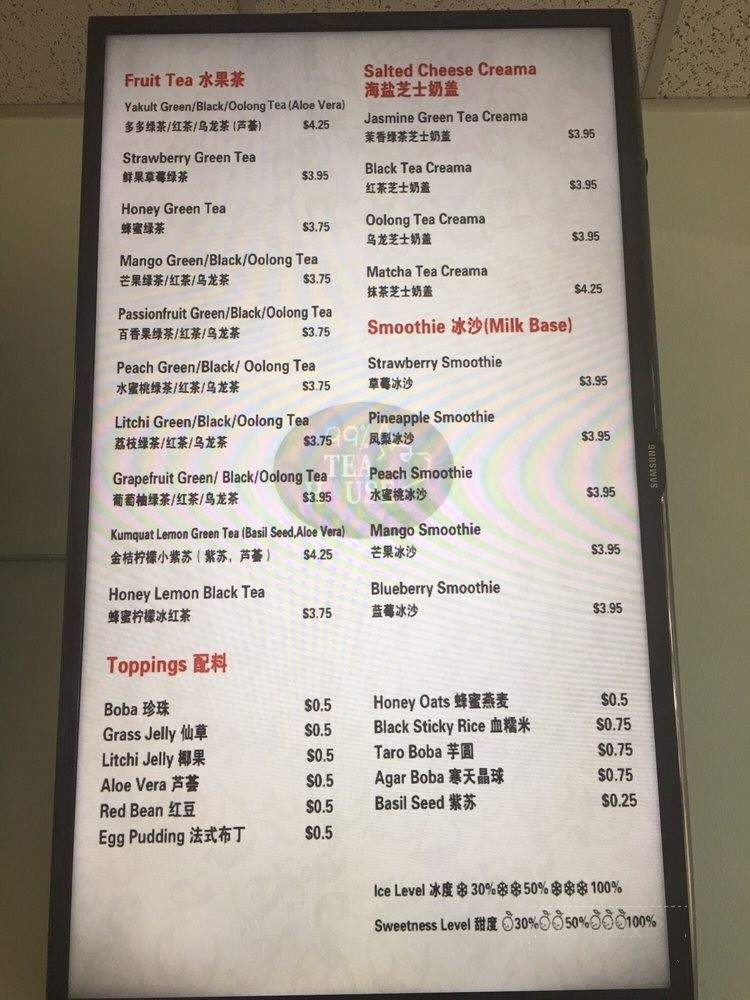 99% Tea House - Fremont, CA menu_pic