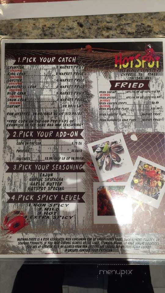 Hotspot Cajun Seafood House - Cypress, TX menu_pic