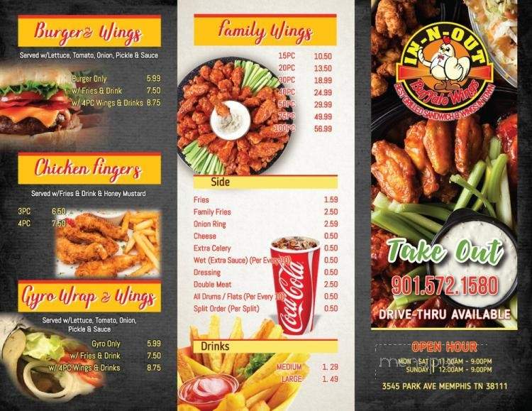 In and Out Buffalo Wings - Memphis, TN menu_pic