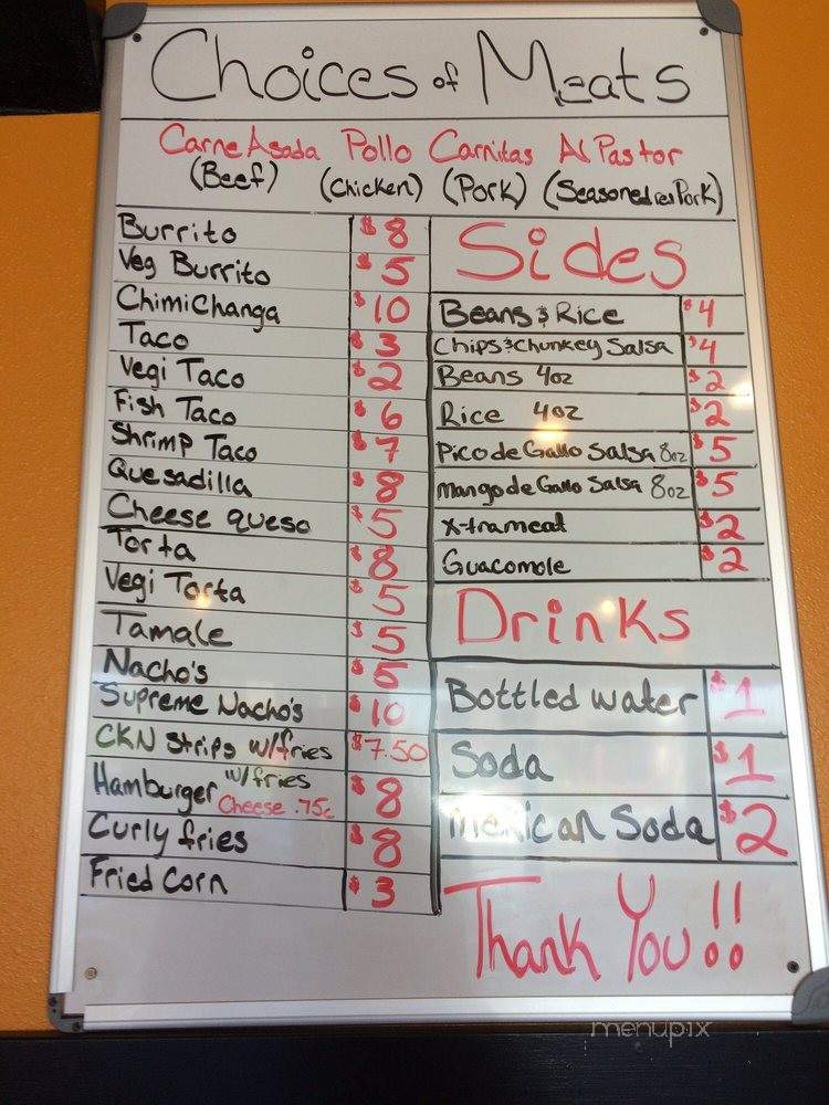 Enrique's Taqueria - Newport, OR menu_pic