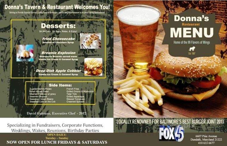 /29057891/Donnas-Tavern-and-Restaurant-Menu-Dundalk-MD - Dundalk, MD