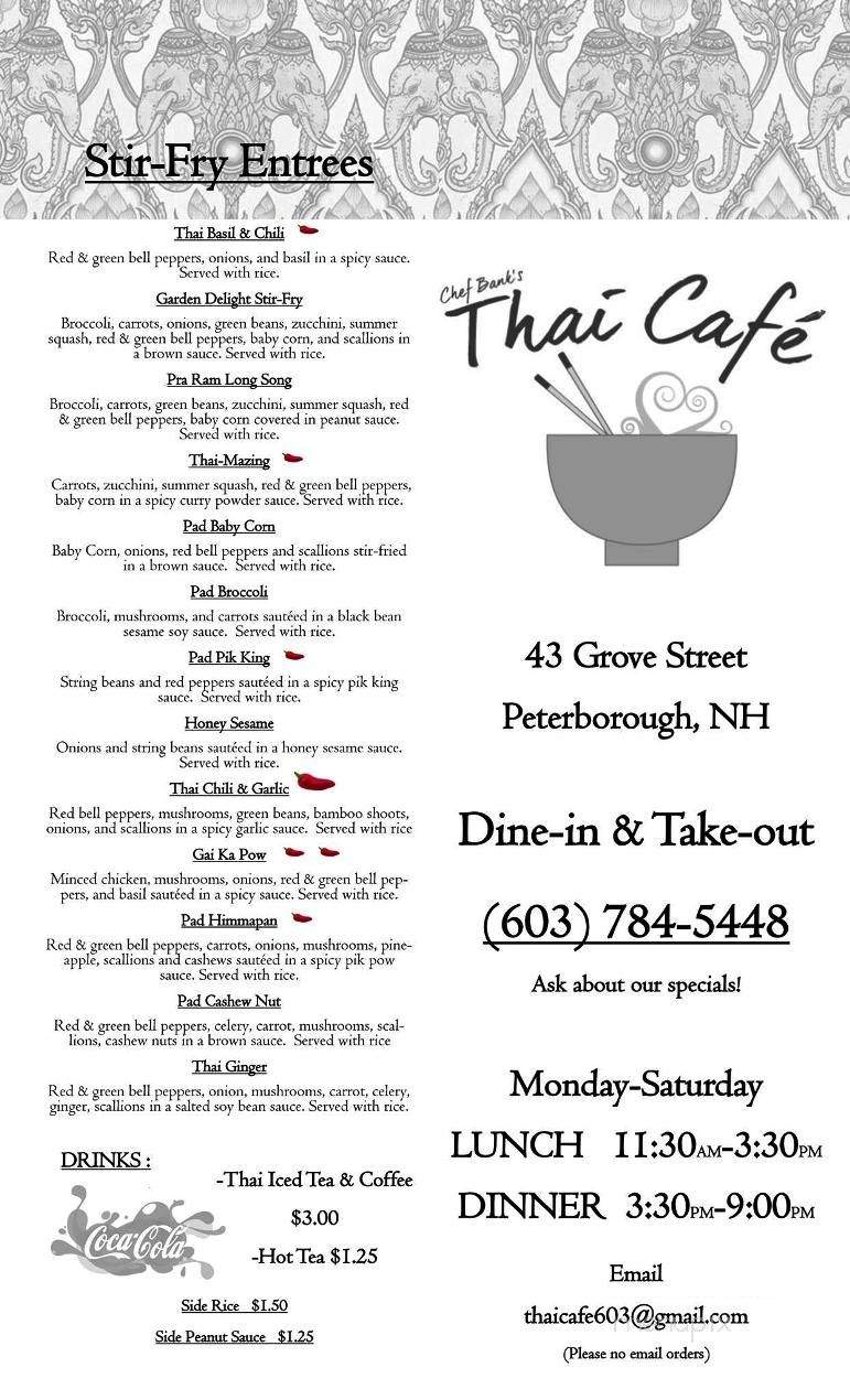 Thai Cafe - Peterborough, NH menu_pic