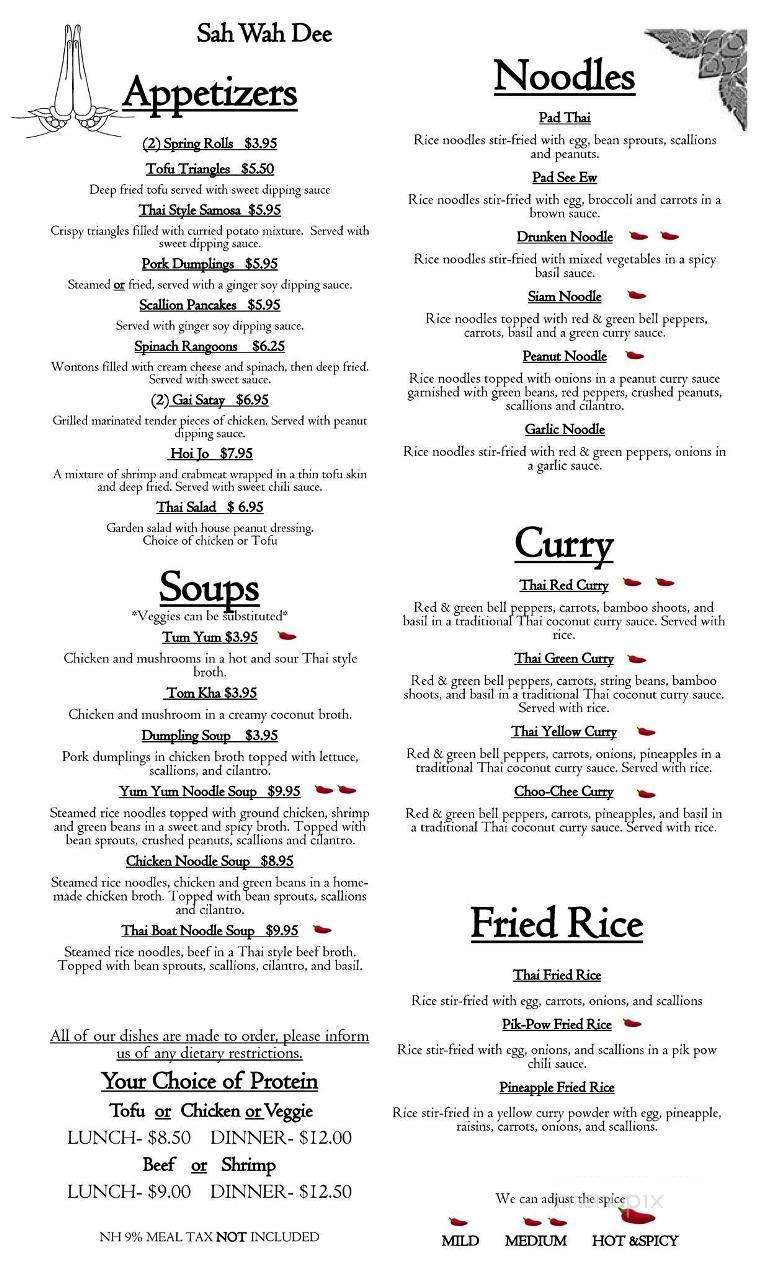 Thai Cafe - Peterborough, NH menu_pic