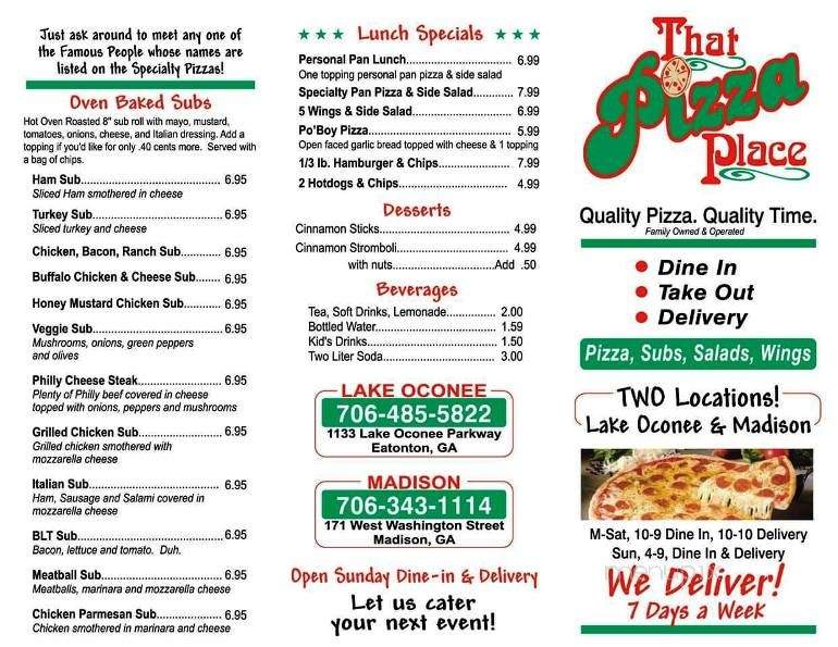 That Pizza Place II - Madison, GA menu_pic