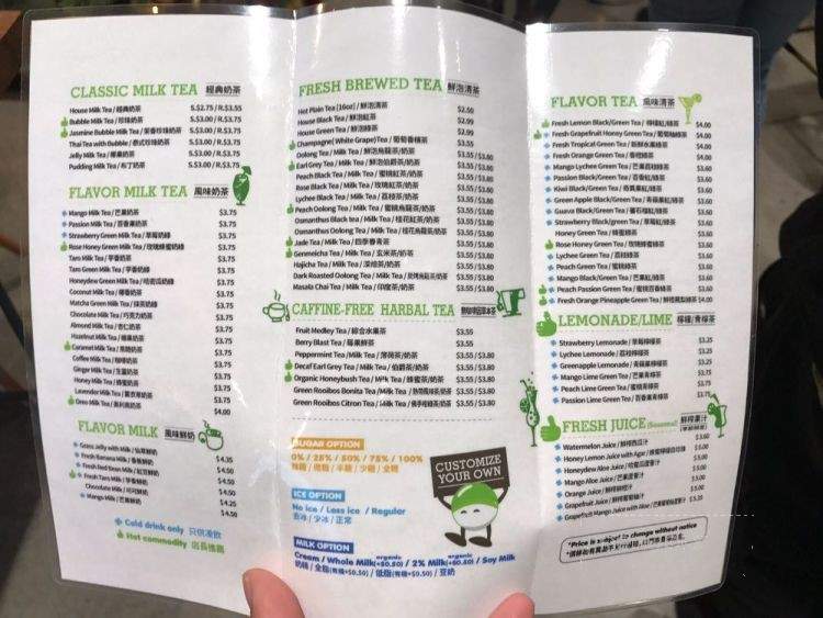 Mr. Green Bubble - Walnut Creek, CA menu_pic