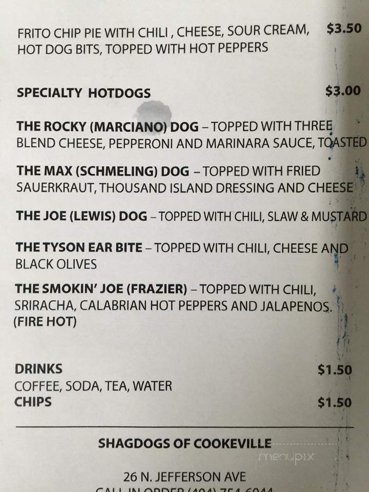 Shagdogs of Cookeville - Cookeville, TN menu_pic