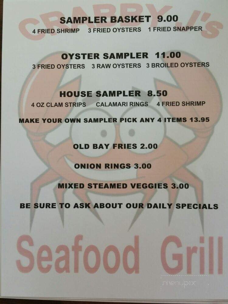 Crabby J's Seafood Grill - Gainesboro, TN menu_pic