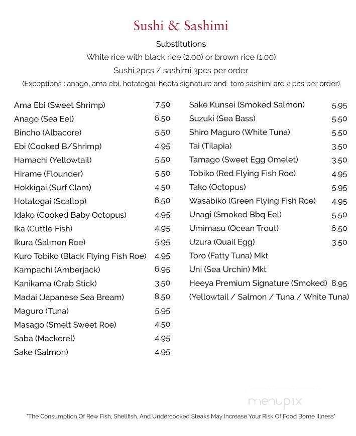 Sushi Heeya - Flowery Branch, GA menu_pic