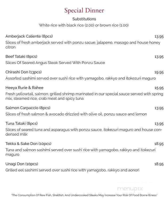 Sushi Heeya - Flowery Branch, GA menu_pic