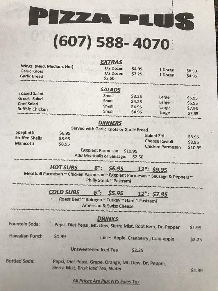 Pizza Plus - Grand Gorge, NY menu_pic