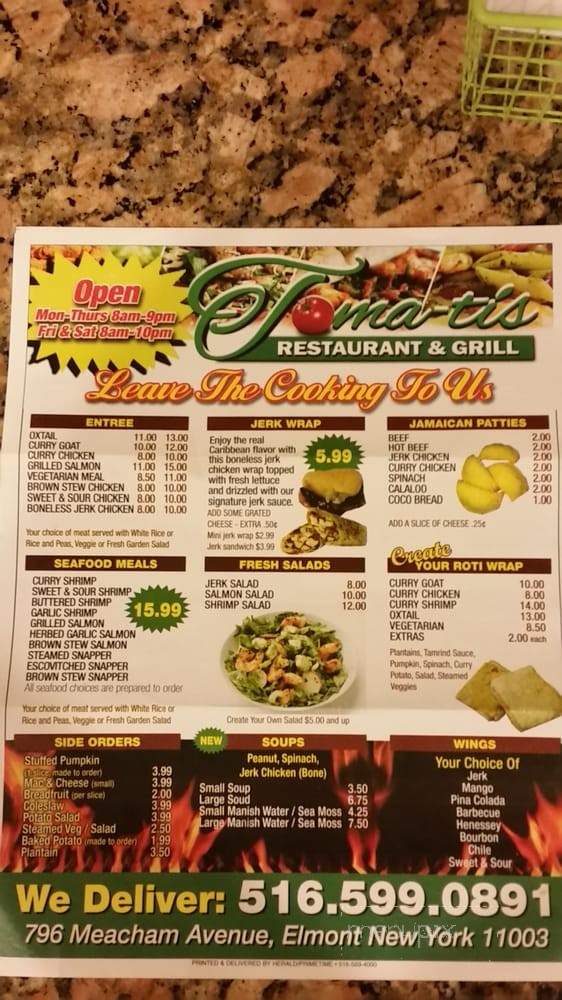 Toma-tis Restaurant & Grill - Elmont, NY menu_pic