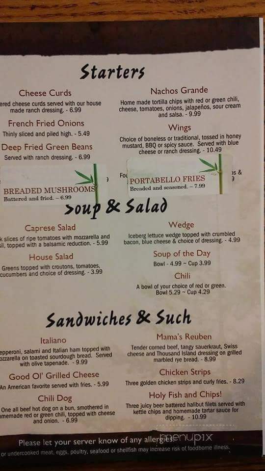 Rock Bottom Steakhouse - Glenrock, WY menu_pic