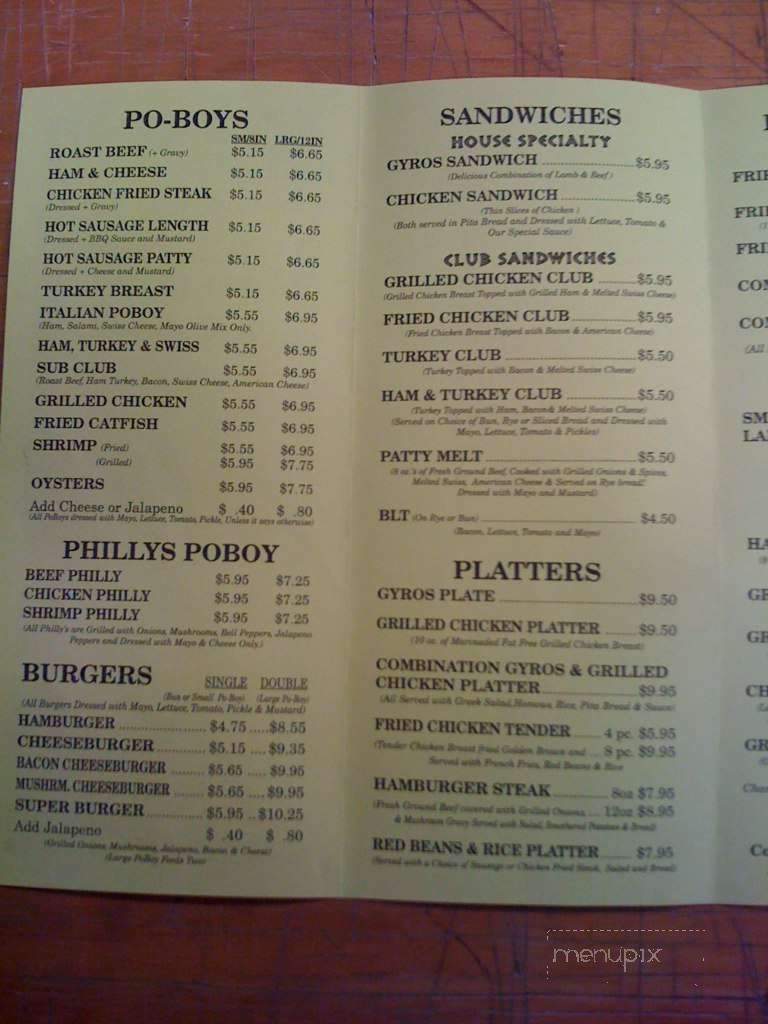 New Orleans Poboy Diner - New Orleans, LA menu_pic