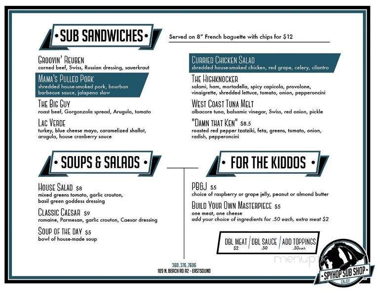 Spyhop Sub Shop - Eastsound, WA menu_pic