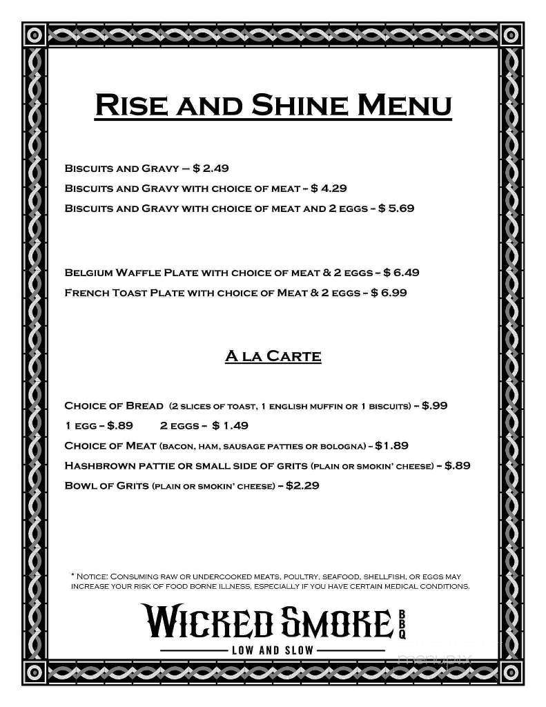 Wicked Smoke BBQ - Morganton, NC menu_pic