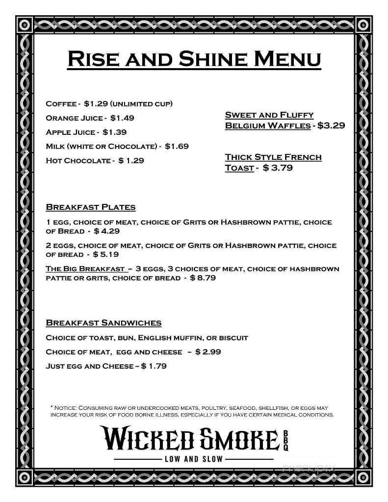 Wicked Smoke BBQ - Morganton, NC menu_pic