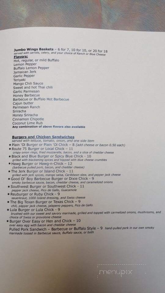 At the Tracks Restaurant - Lula, GA menu_pic