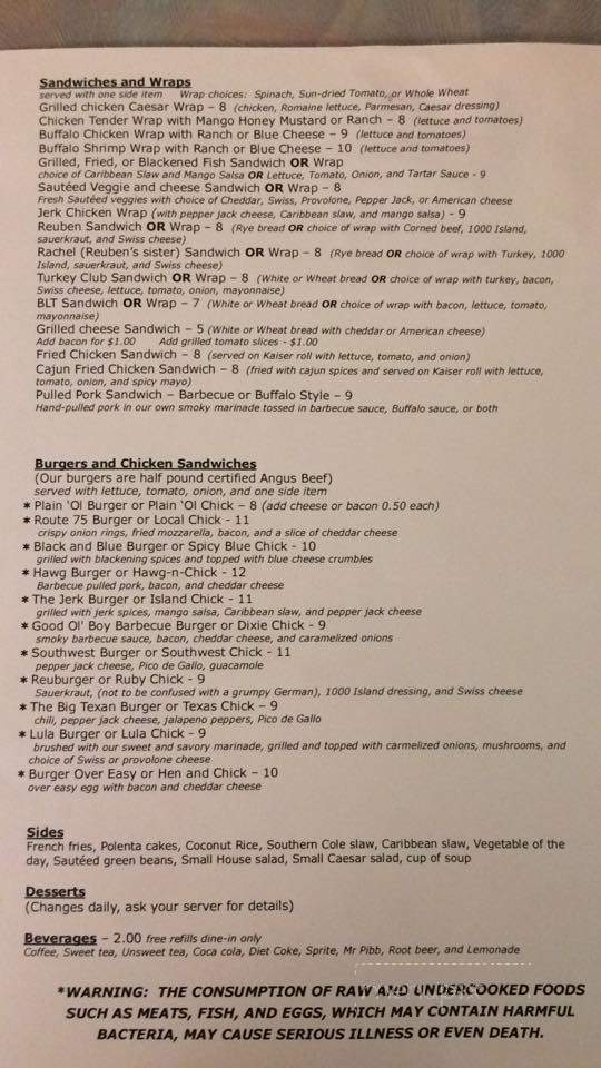 At the Tracks Restaurant - Lula, GA menu_pic