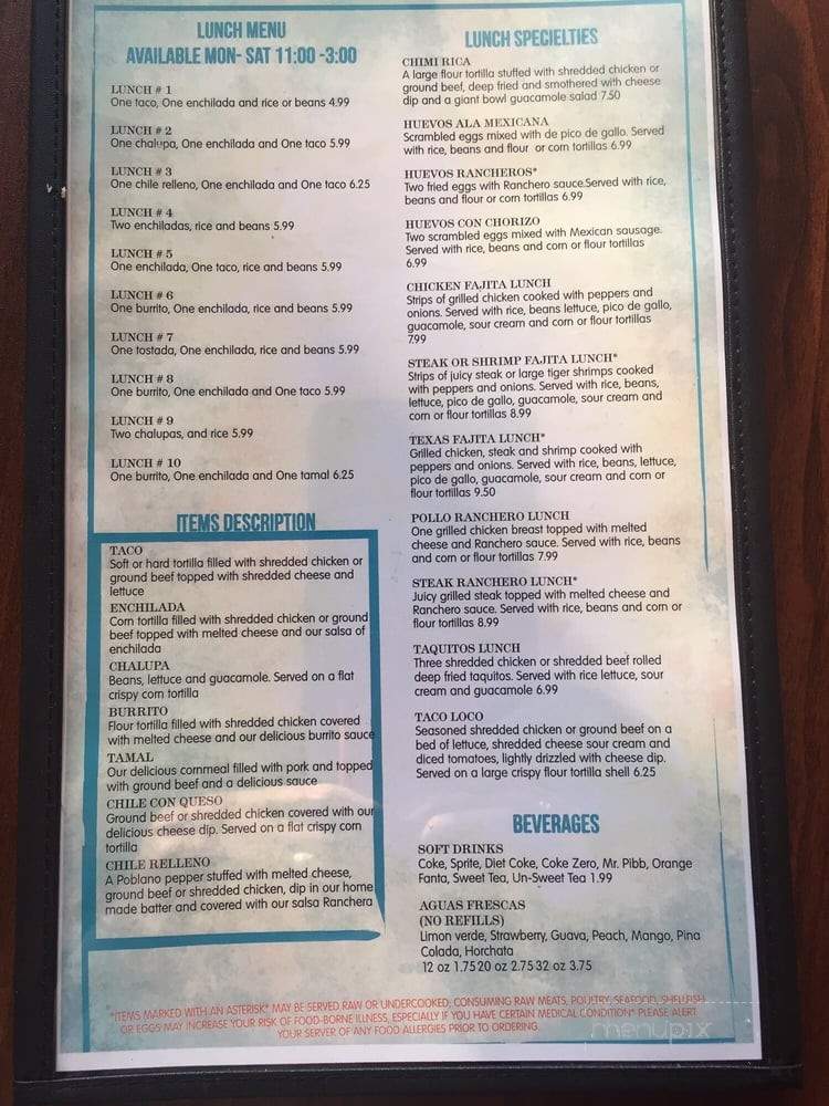 Sabores Mexico Bar & Grill - Suwanee, GA menu_pic