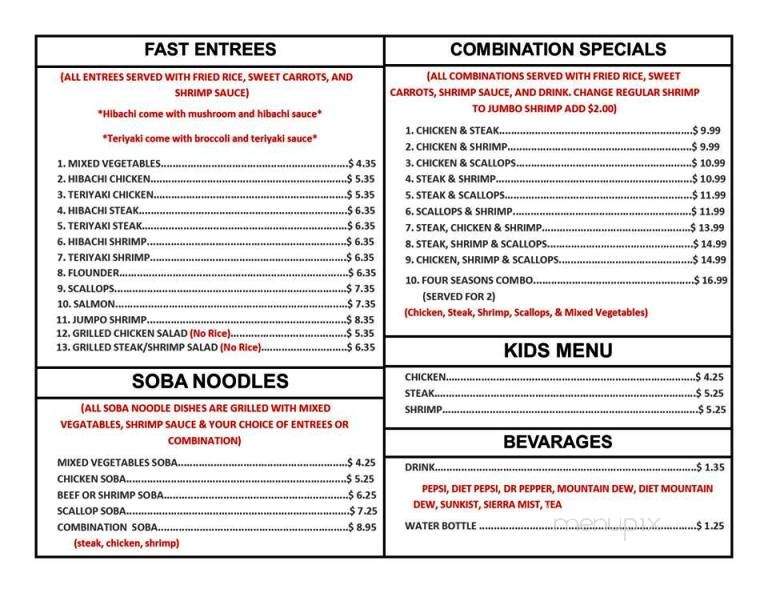 Fumiyoshi - Morganton, NC menu_pic