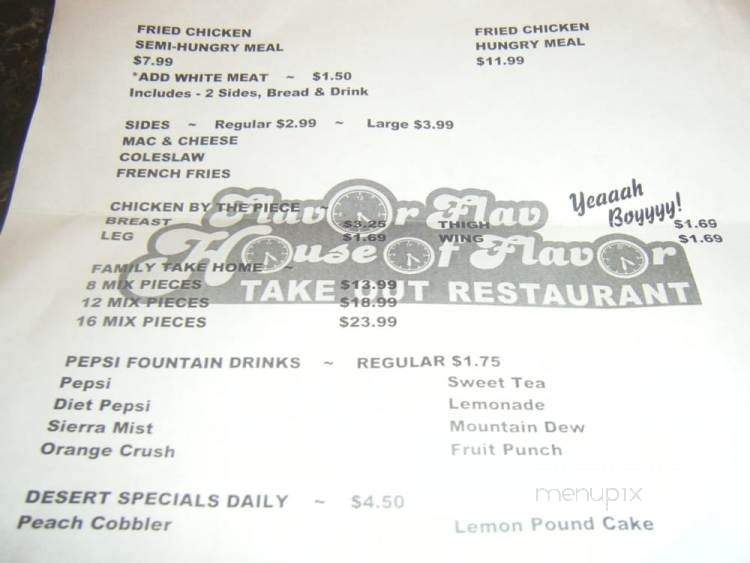 Flavor Flav's House of Flavor - Las Vegas, NV menu_pic