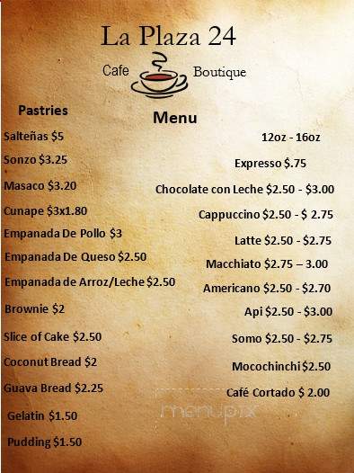 La Plaza 24 Cafe - Chicago, IL menu_pic