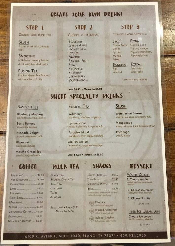 Sucre Cafe - Plano, TX menu_pic