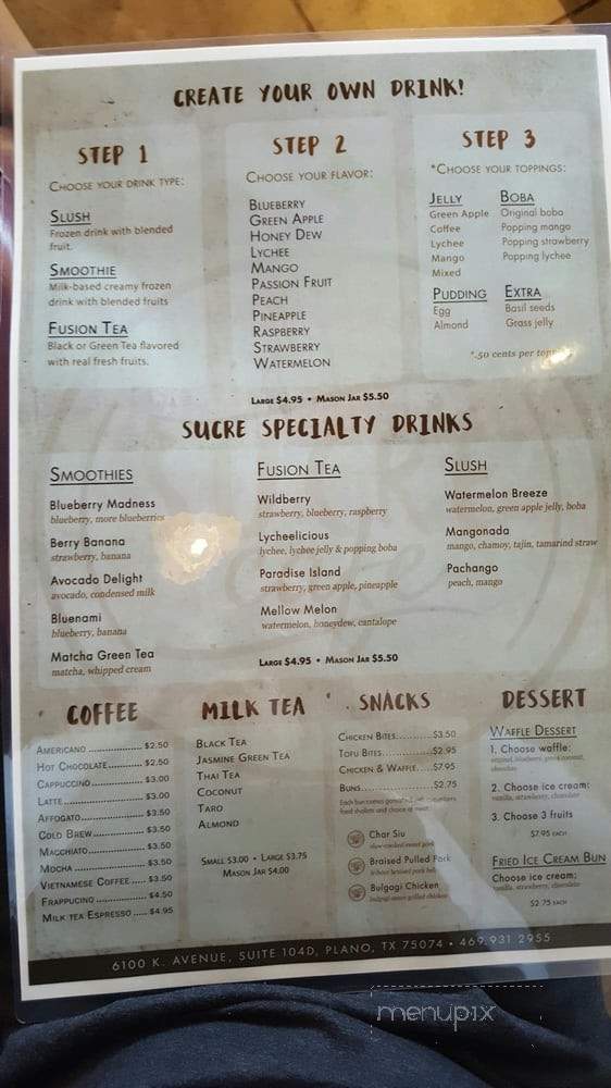 Sucre Cafe - Plano, TX menu_pic