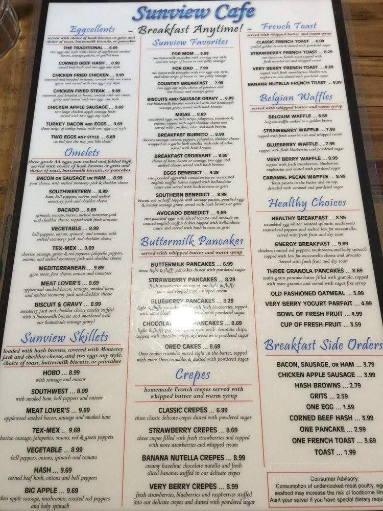 Sunview Cafe - Allen, TX menu_pic