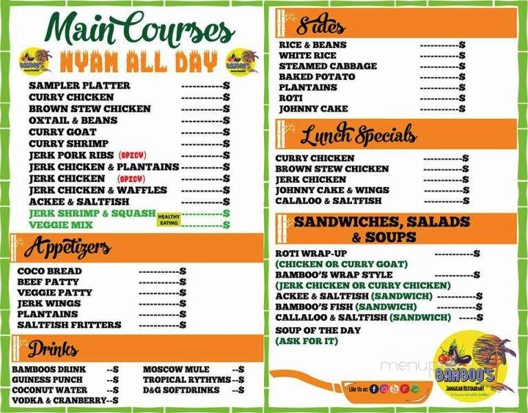 Bamboo's Jamaican Restaurant - Fort Walton Beach, FL menu_pic