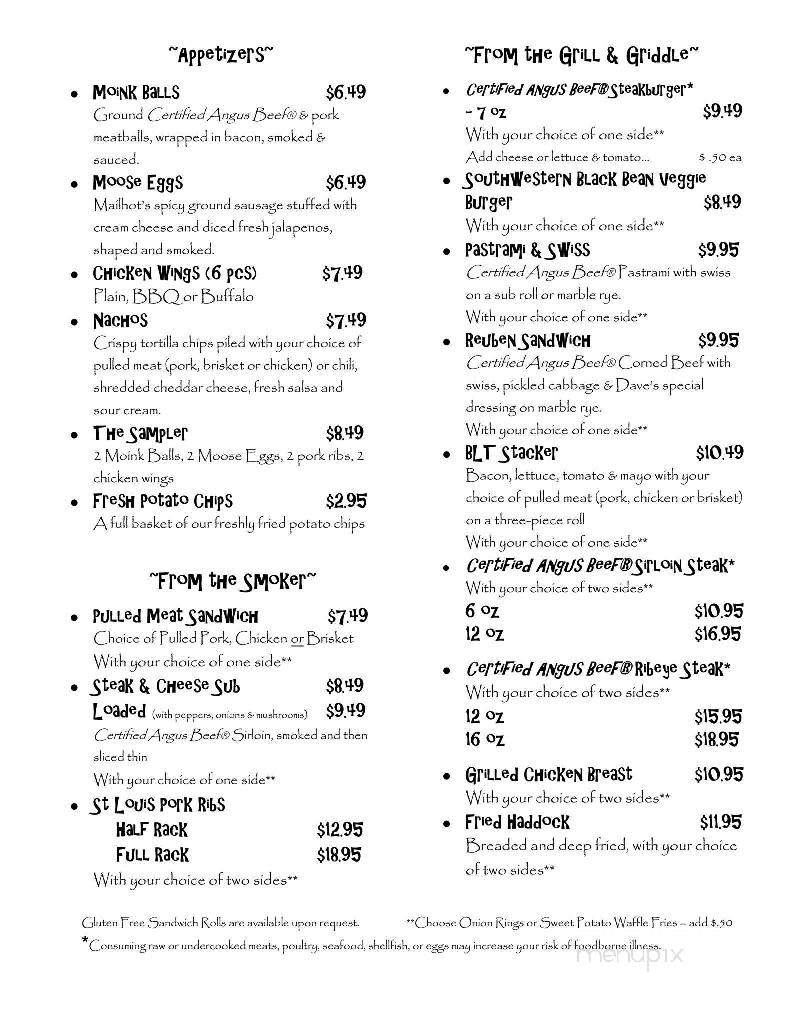 Smokin Daves Backyard BBQ & Grill - South Paris, ME menu_pic