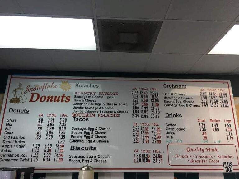 Snowflake Donuts - Kemah, TX menu_pic