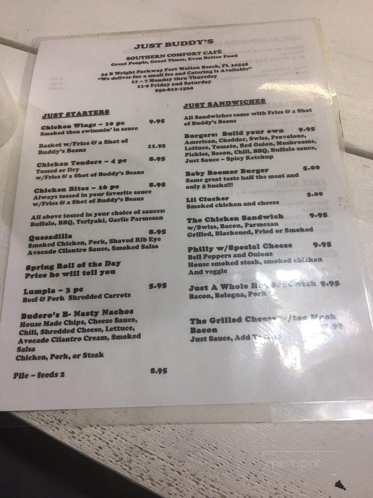Just Buddy's - Fort Walton Beach, FL menu_pic