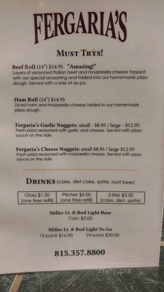 Fergaria's Pizza - Seneca, IL menu_pic