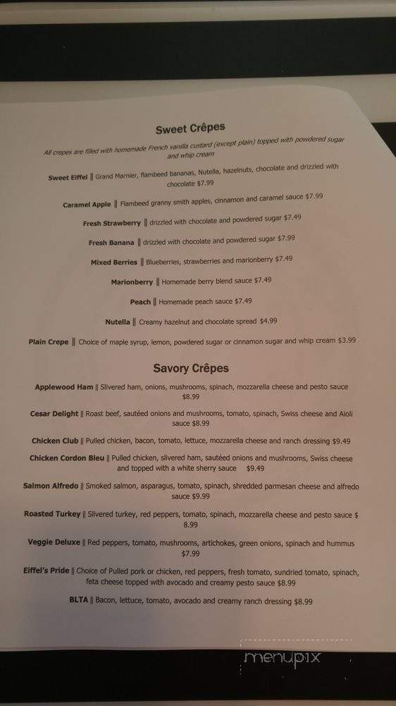Eiffel Grill - McMinnville, OR menu_pic