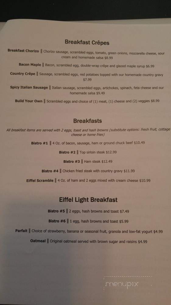 Eiffel Grill - McMinnville, OR menu_pic