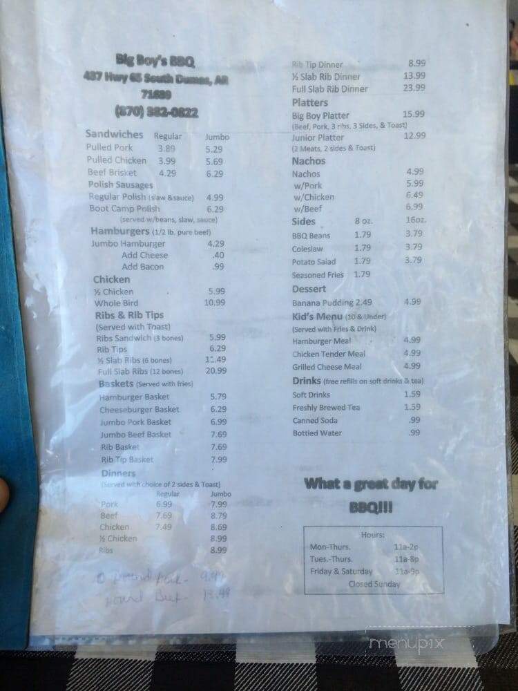 Big Boys BAR BBQ - Dumas, AR menu_pic