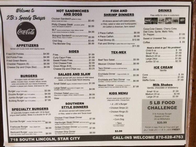 Speedy Burger - Star City, AR menu_pic