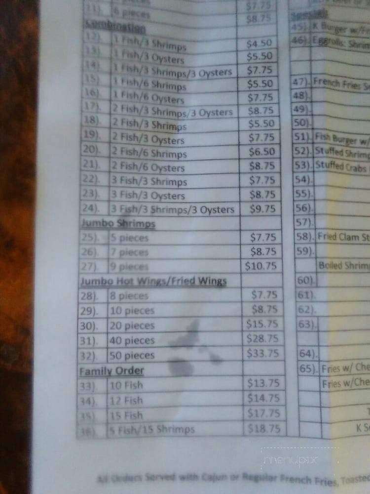 K Seafood Market - Houston, TX menu_pic